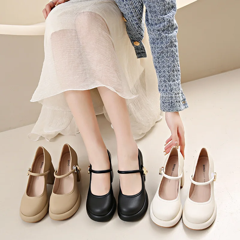 

Mary Jane Single Shoes Women's 2026 Summer and Autumn New Collection Coarse Heels Large Heels Women's Single Shoes