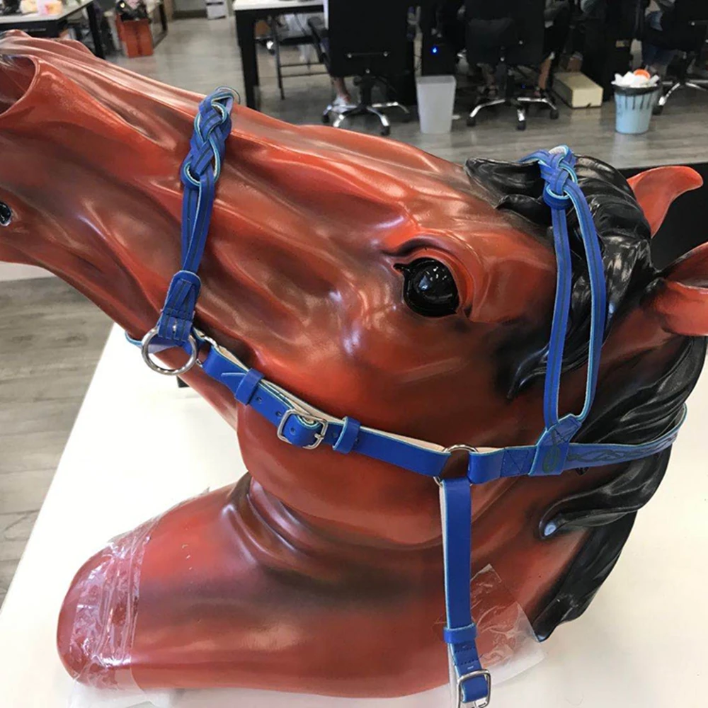 بو الجلود الخيول Bridle Halters مريحة حماية جلد الحصان الحصان رين تسخير قابل للتعديل دائم الحصان رئيس الستار