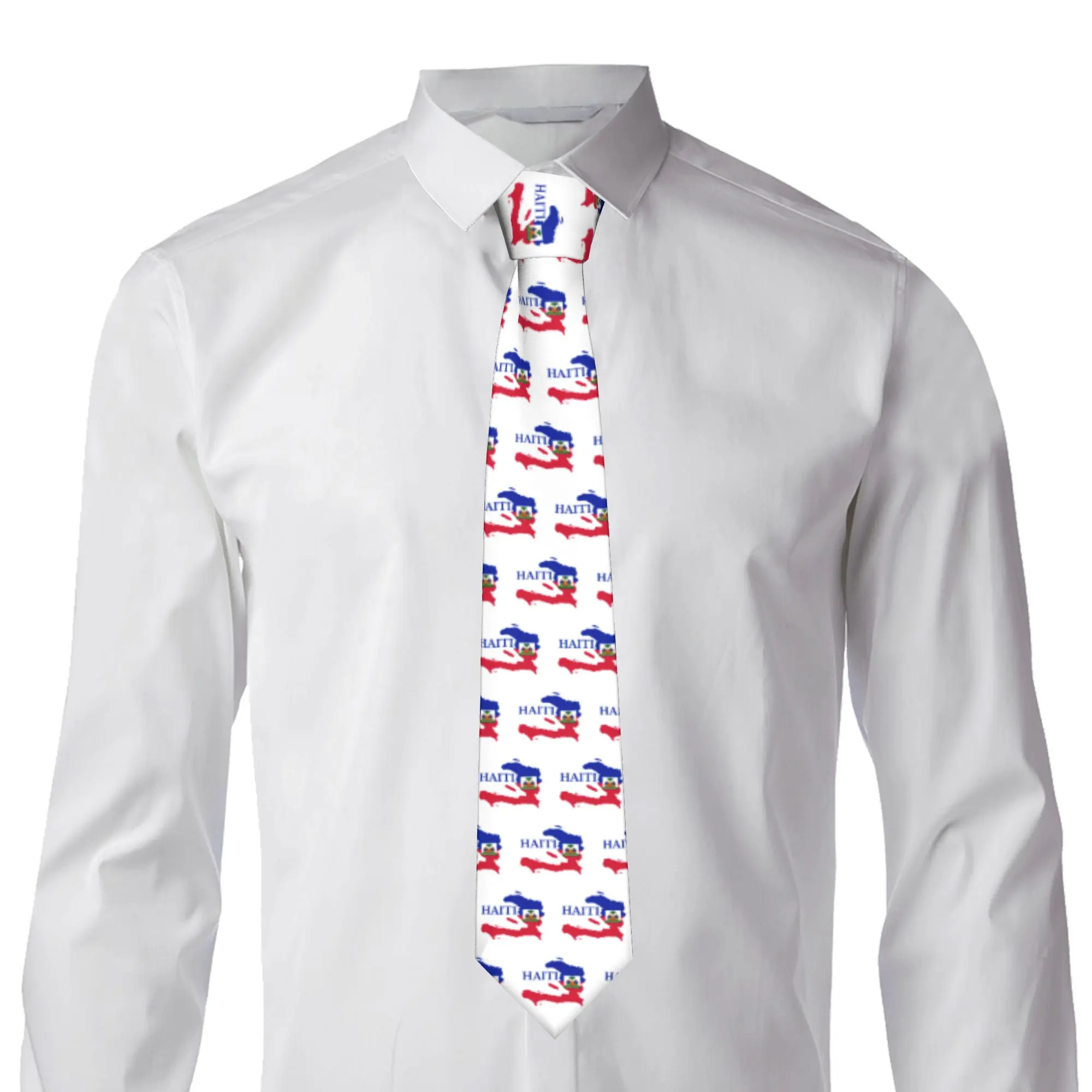 Classic Haiti Map Flag Tie for Wedding Customized Men  Neckties