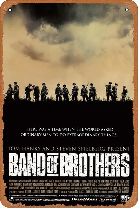 Band of Brothers Movie (2001) Poster Vintage Metal Tin Sign Retro Style Wall Plaque Decoration Metal Sign 8x12 inch sign