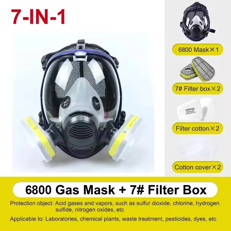 

6800Ball type double interface protective silicone full face mask coating spray paint chemical fire mask with pesticide gas mask