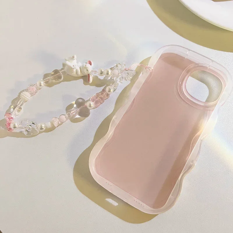 1 sztuka modne paski do telefonu uroczy kreskówkowy koreański królik wisiorek do telefonu krótka bransoletka smycz do telefonu Kawaii akcesoria do telefonu