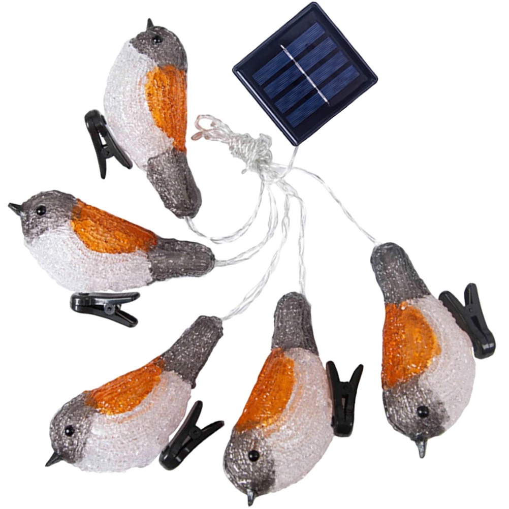 

1 set Solar Robin Shape LED Lights Plastic Acrylic Energy Saving Warm Atmosphere Balcony Garden Party DIY Decoration String Lamp