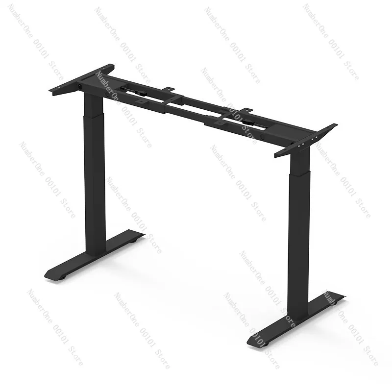 Dual Motor Electric Standing Desk Frame Walnut Color Height Adjustable Computer Table Legs 2 Stage Lift Desk Base Sit Stand