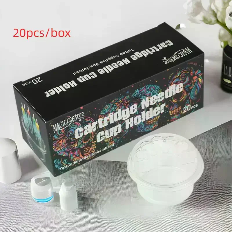 /YOV/Disposable Tattoo Cup Holder Transparent Plastic Tattoo Needle Holder Rinsing Diluting Drying Ink Cup 20PCS