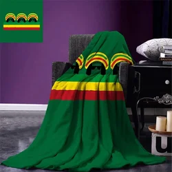 Jamaican Throw Blanket Jamaican Reggae Culture Inspired Minimal Head Shapes with Hats Country Flag Warm Fleece Blankets for Beds