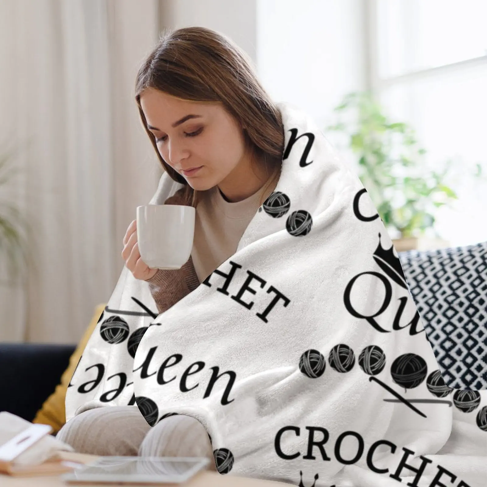 Crochet Queen Throw Blanket For Decorative Sofa Kid'S Blankets