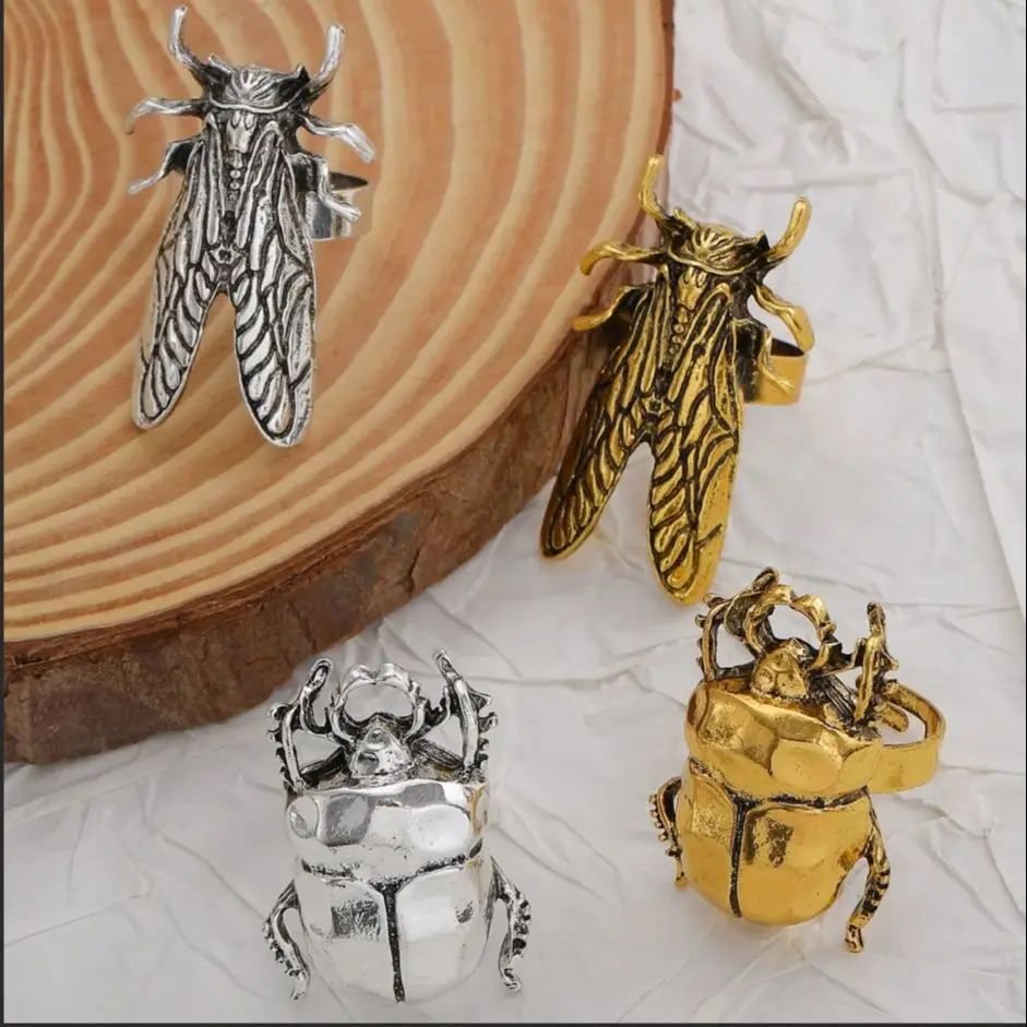 Kreativer offener Ring für Insekten-Marienkäfer für Frauen, skurriler, verstellbarer, von der Natur inspirierter Boho-Statement-Ring, Schmuck, Geschenke
