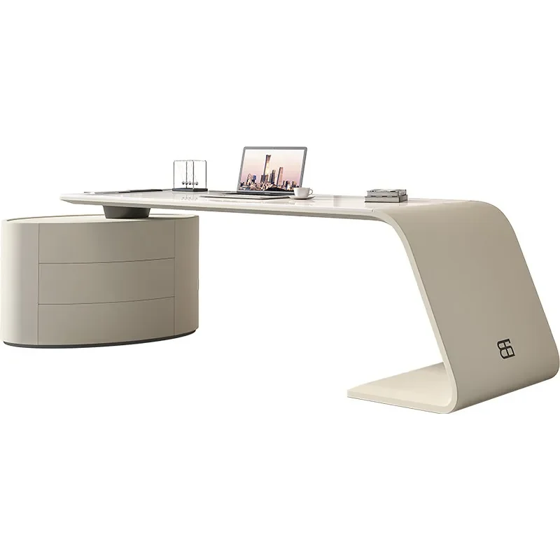 

Minimalist rock slab desk light luxury modern desk high-end study home computer desk
