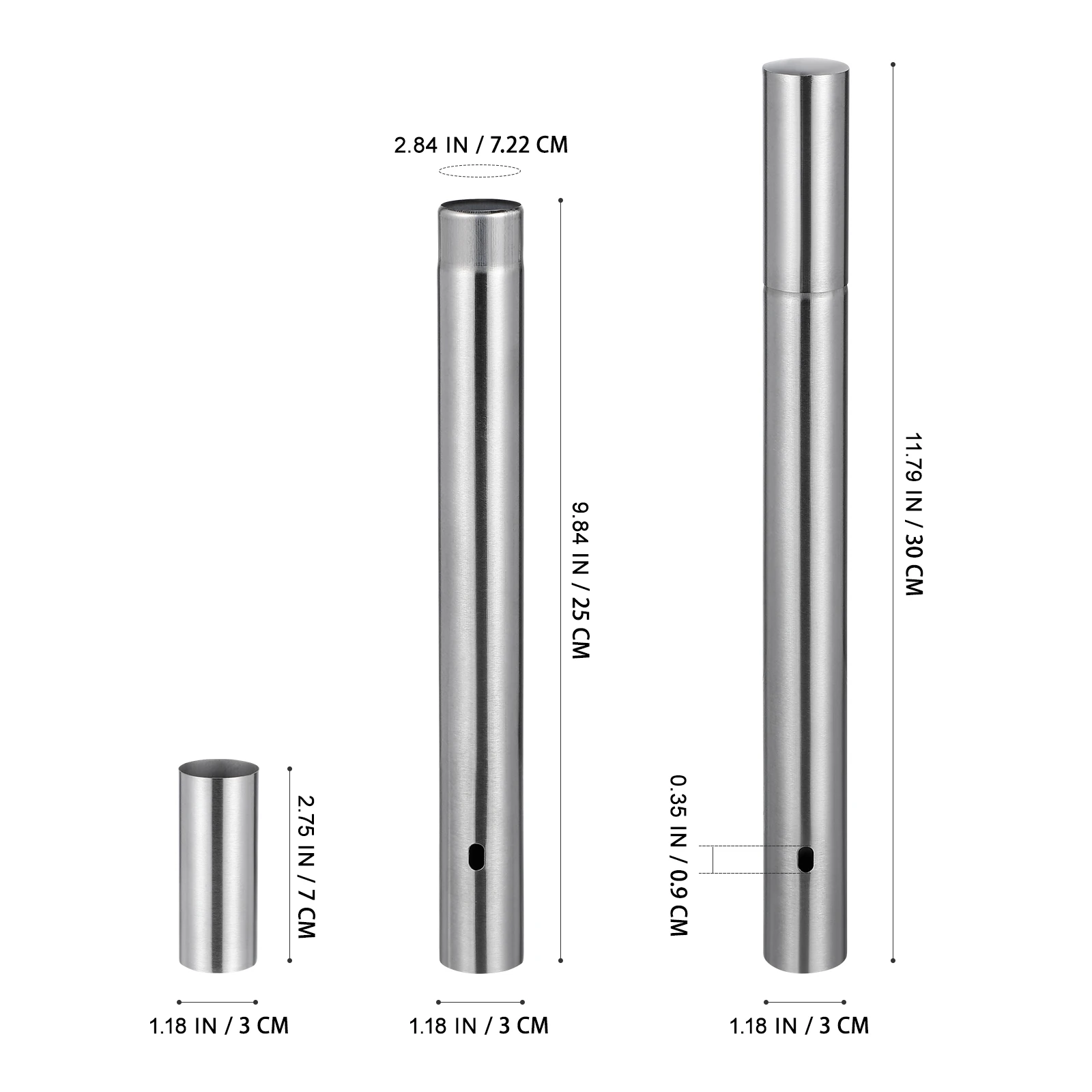 30cm Stainless Steel Cylinder Box Birth Certificate Protector Tube Household Accessories Filing Products Document Holder Storage