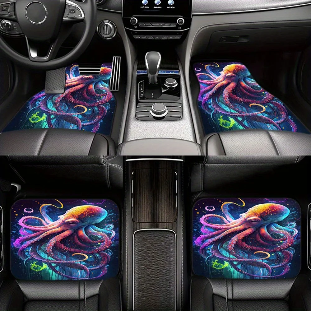 1pc/2pcs/4pcs Multi-purpose Car Floor Mats Colorful Octopus Luxury Universal Front And Rear Seat Mats Car Floor Mats Anti-slip D