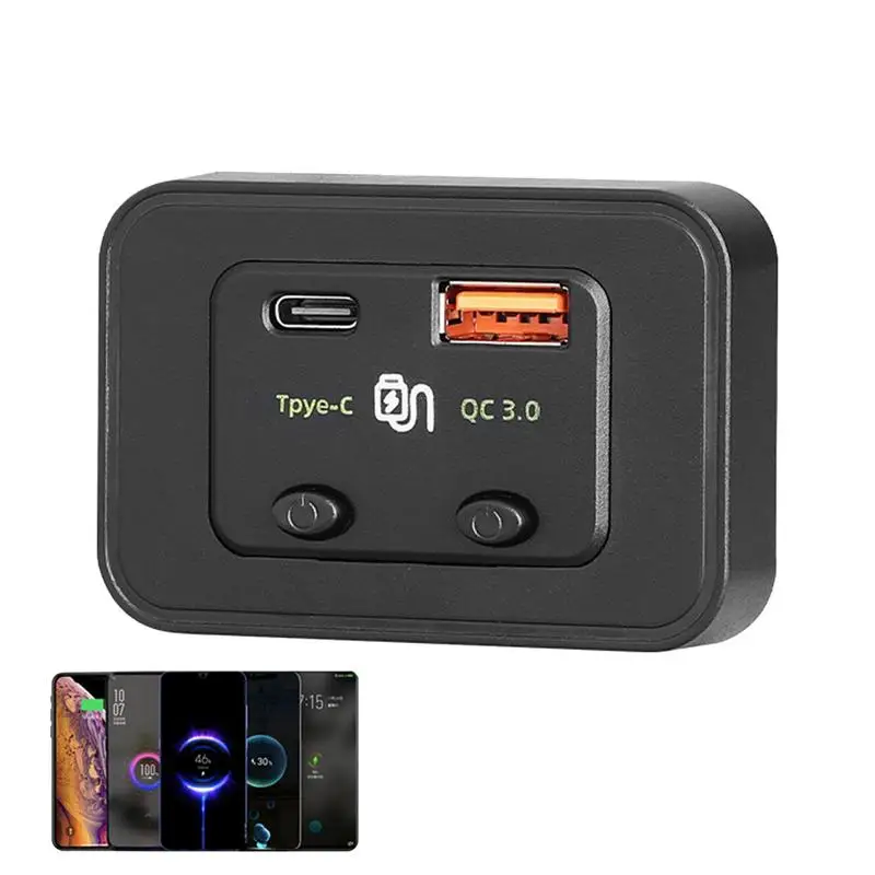 

Car Quick Charger Qc3.0 USB Port Quick Charging Adapter With Button Switch Safety Protection Charge 2 Devices Smart Charging