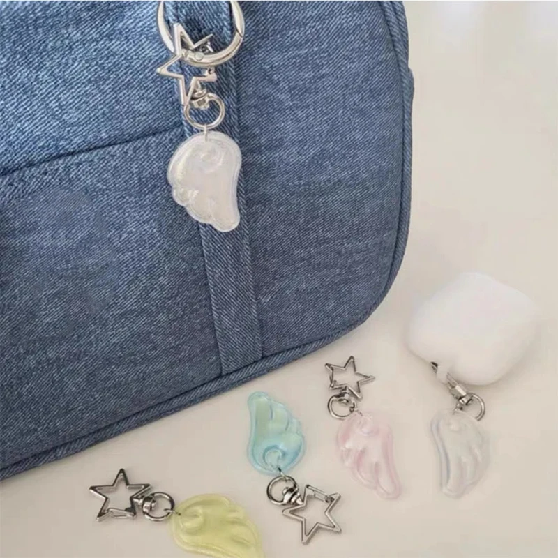 NEW Women Backpack Decoration Korean Ins Angel Wing Keychain Y2K Japanese Magical Girl Star Keychain Bag Charms Car Keyring