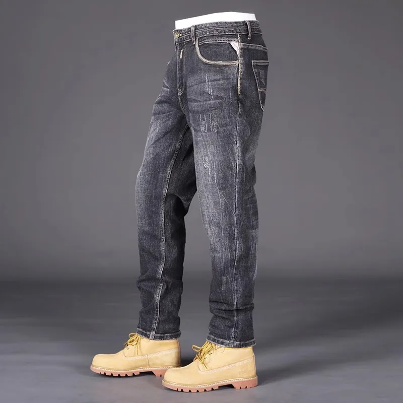 Newly Designer Fashion Men Jeans Retro Black Gray Stretch Slim Fit Ripped Jeans Men Italian Style Vintage Casual Denim Pants
