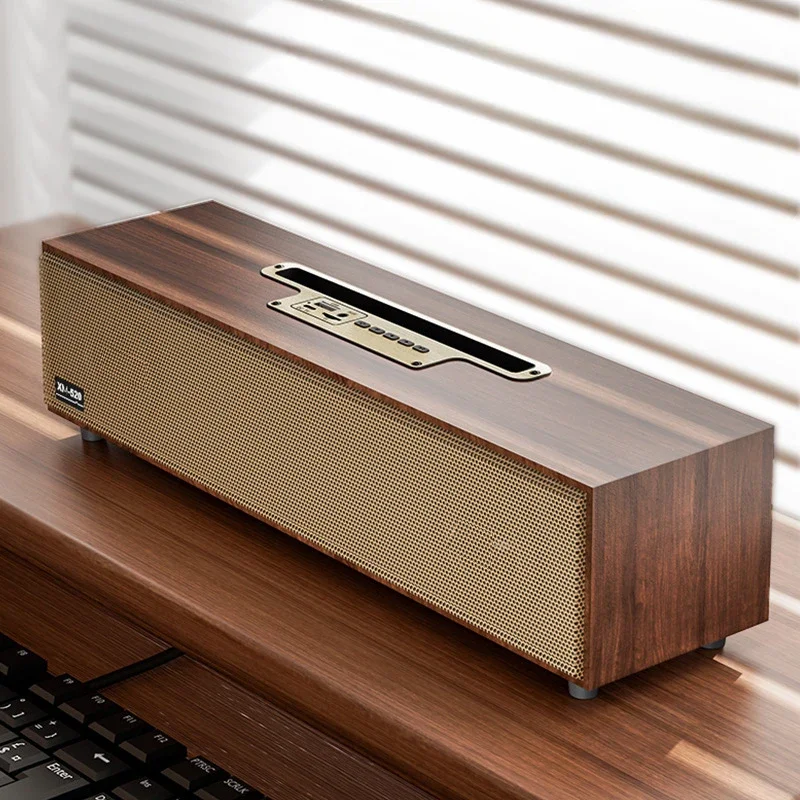 

New Wooden Retro Speaker Wireless Bluetooth 5.3 Soundbar Phone Holder TF Card FM Computer Boombox Outdoor Heavy Bass Home Stereo