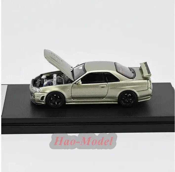 MotorHelix MH 1/64 لنيسان GTR R34 Z لحن سبيكة دييكاست نموذج سيارة محاكاة لعب الأولاد هدايا عيد ميلاد هواية عرض الحلي