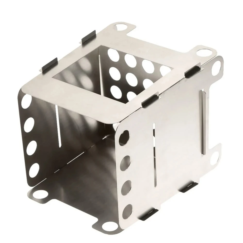 

Folding Wood Stove Portable Camping BBQ Stainless Steel Lightweight Compact Outdoor Cookware Twigs Branches Leaves Fuel