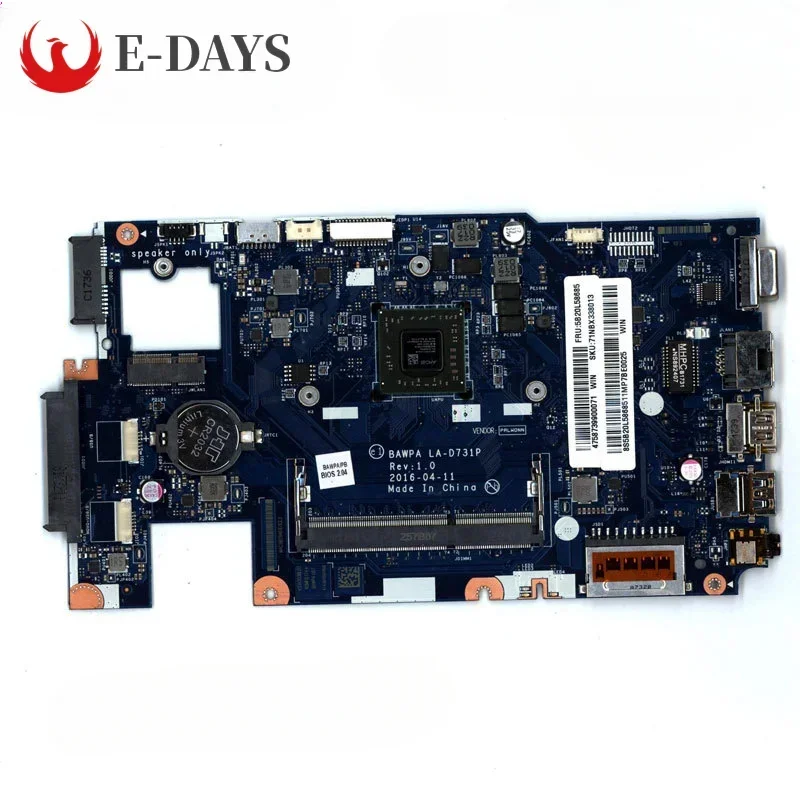 For Lenovo IdeaPad E41-15 Laptop Motherboard LA-D731P Notebook Mainboard With A6-7310 CPU UMA 100% Tested Okhigh Quality