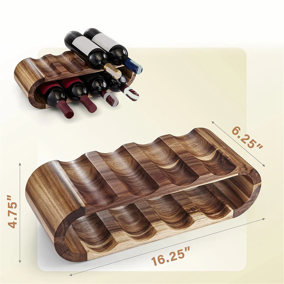 Wine Racks Countertop Bottle Holder- 2 Tier 8 Bottle Wood Wine Storage Racks Small Wine Rack Organizer Rustic Wine Rack