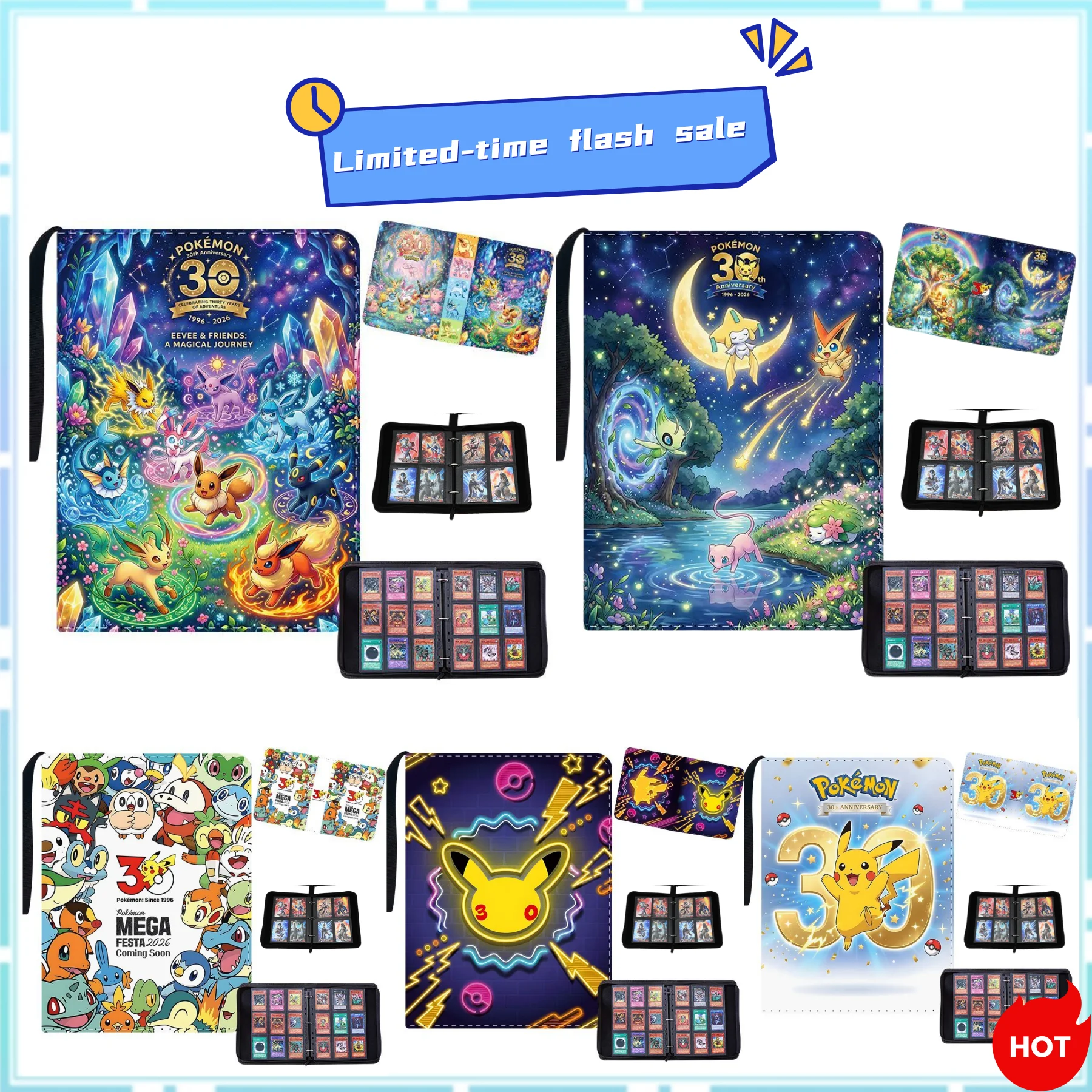 ポケモンカードアルバム-イーブイ-チャリザード-4-9-ポケット-400-900-スロット-大容量-pu-レザー-トレーディングカードホルダー-収納ゲームギフト