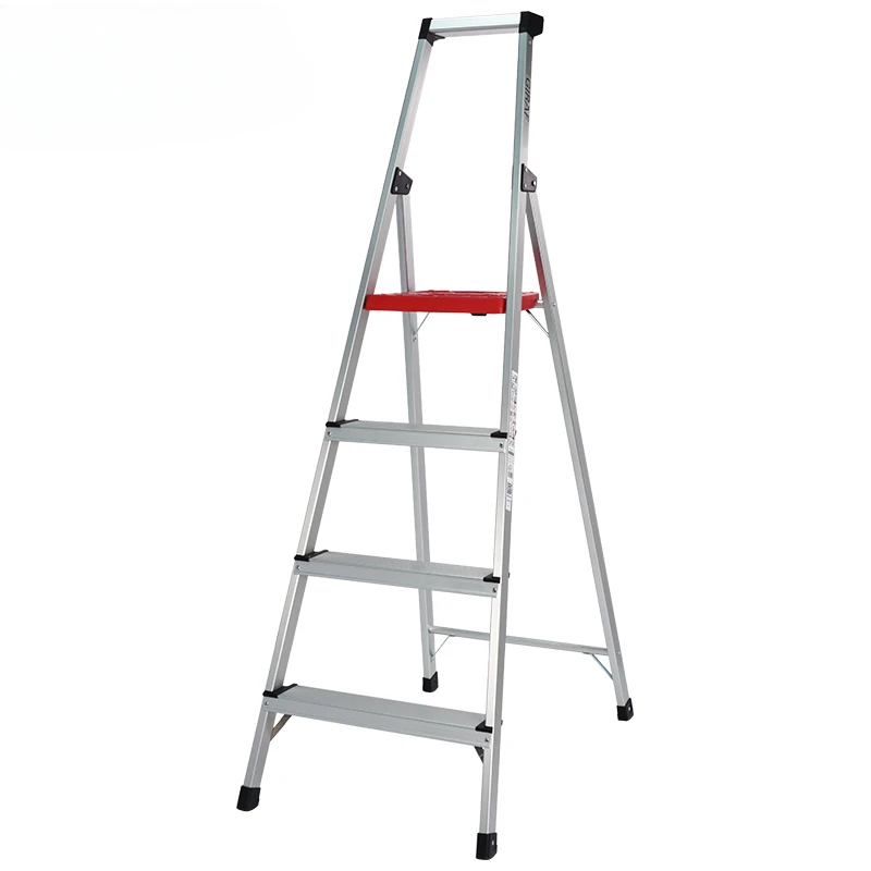 Herringbone ladder aluminum alloy multifunctional foldable storage with armrest on one side for home use