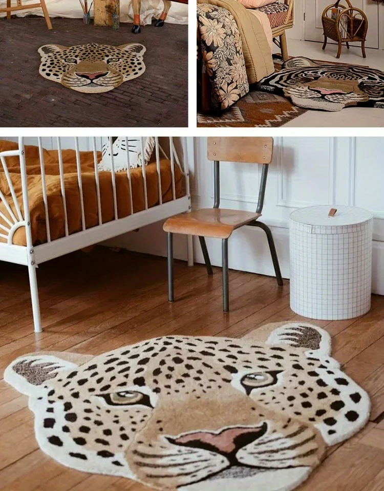 Imitation Animal Carpet Thickened Special Shape Floor Mat Leopard Print Carpet Tiger Carpet Washable Anti-slip Mat