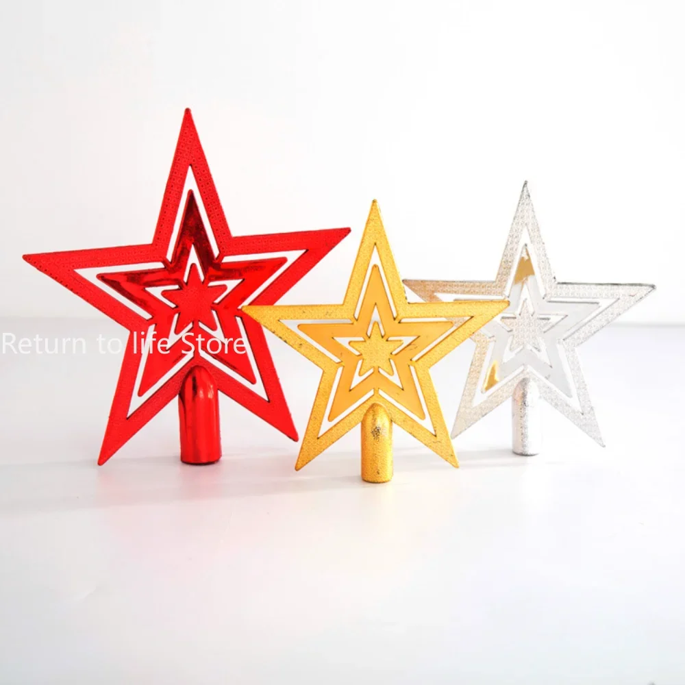 10/15/18cm Christmas Tree Top Star Five-star Christmas Ornament Tree Top Star Golden Top Star Christmas Tree Pendant Ornaments