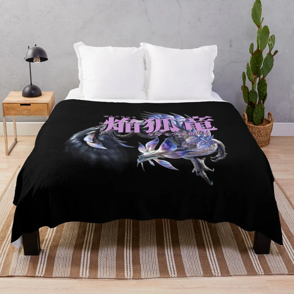 Violet Mizutsune The Blazing Fox Wyvern Throw Blanket blankets and throws Blankets For Bed blankets ands