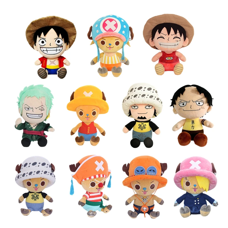 Japanese Anime 25cm One Piece Original Plush Toys CartoonFigure Luffy Chopper Ace Roronoa Zoro Cute Stuffed Doll Kids Xmas Gifts