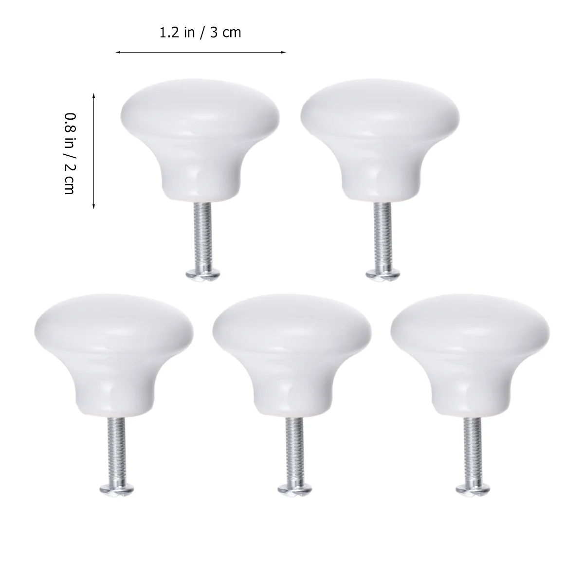 

5Pcs Round Ceramic Cupboard Knobs White Handle Set for Drawer Cabinet Door Chest - Easy Install with Metal Screw 350x350x200cm