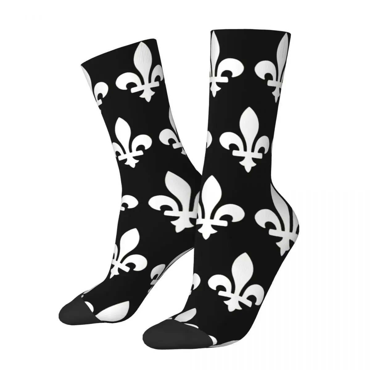 Fleur De Lis Drawing White Stuff Socks Flexible Graphic Crew Stockings Cute for Unisex Wonderful Gifts