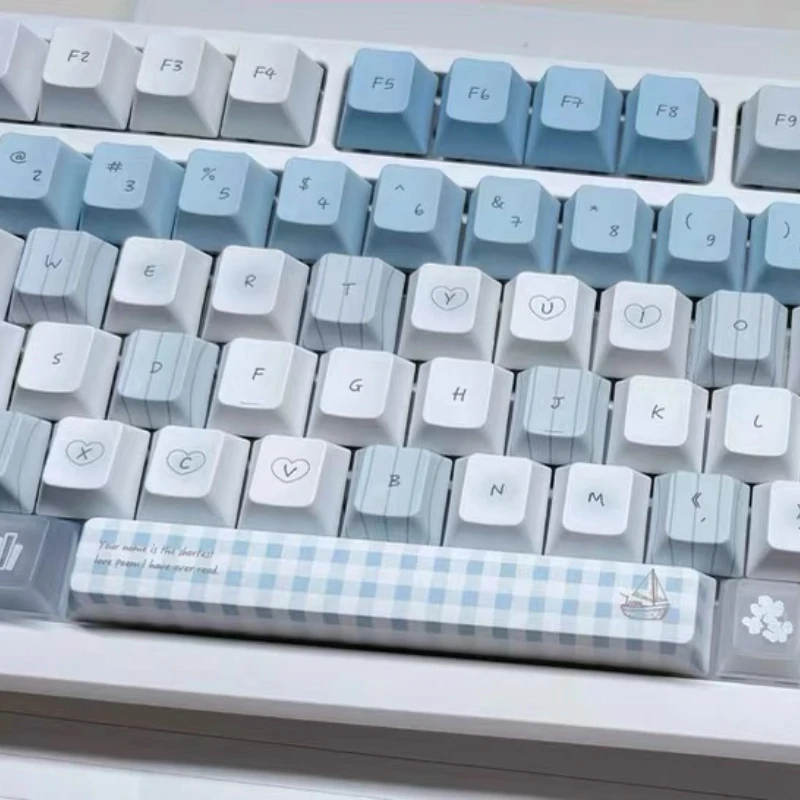 

Набор кастомных PBT-кейкапов с тематикой прибрежной линии, пятисторонняя сублимация, синие, профиль Cherry, аксессуары для механических клавиатур