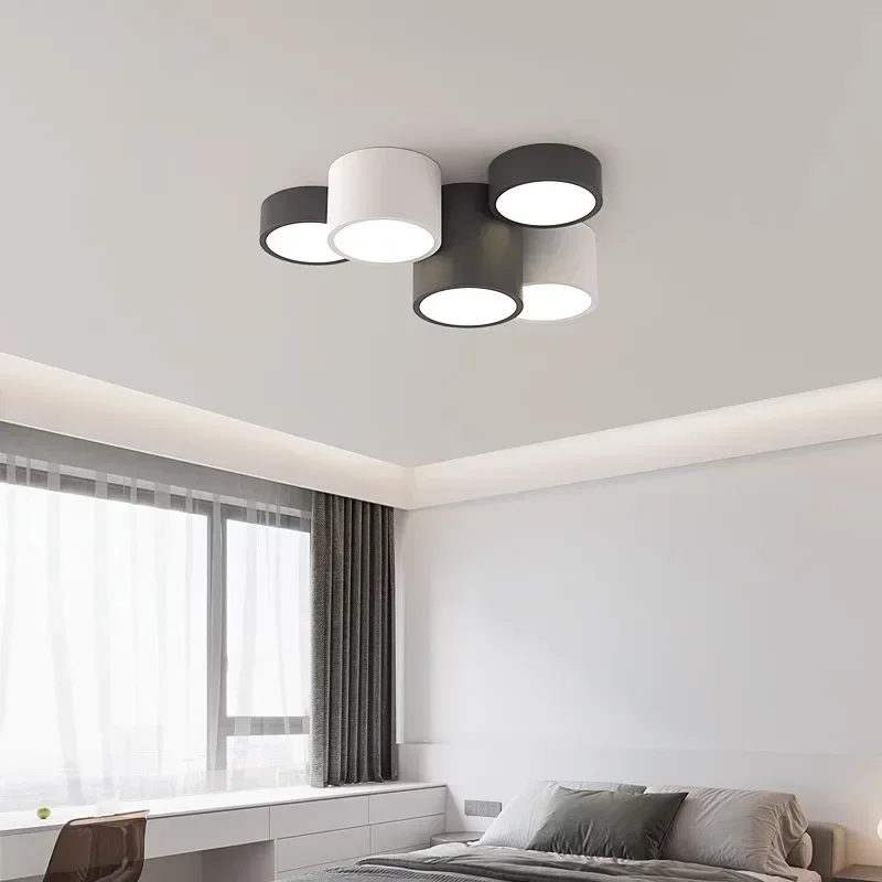 Nordic Minimalist Led Ceiling Lamp Black White Cylinder Living Room Bedroom Corridor Ceiling Chandeliers Decor Lighting Fixtures