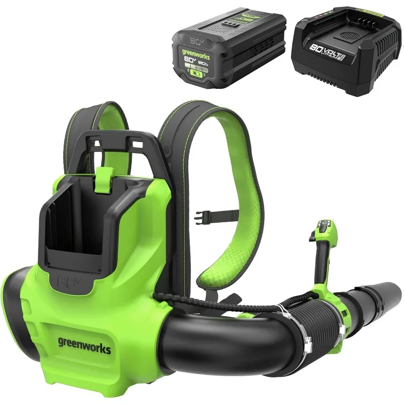 Greenworks 80V (750 CFM) Backpack Blower, 8.0Ah Battery and 6A Rapid Charger Included