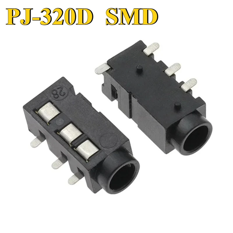 20/30/50/100/300/500/1000Pcs/lot 3.5MM Headphone Jack PJ-320D Audio Jack Connector 4 Pin SMD SMT MP3 Accessories PJ320D