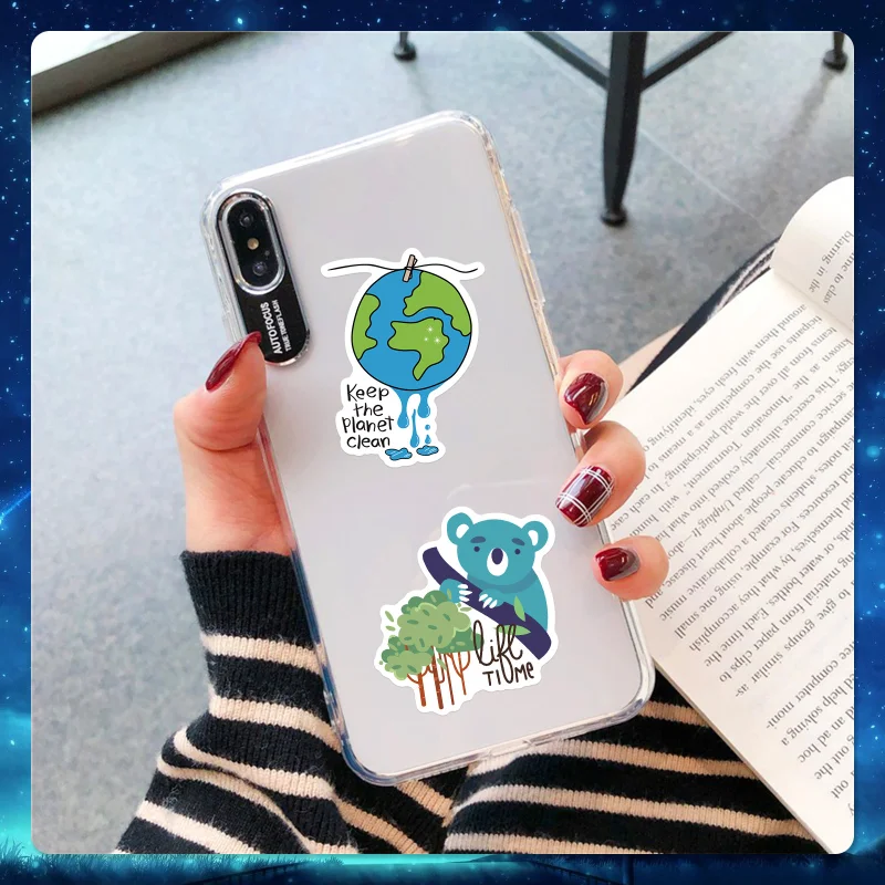 10/30/50Pcs Protect The Environment Green Ecology Stickers Pack for Teens and Adults - DIY Phone Guitar Laptop Car Decoration