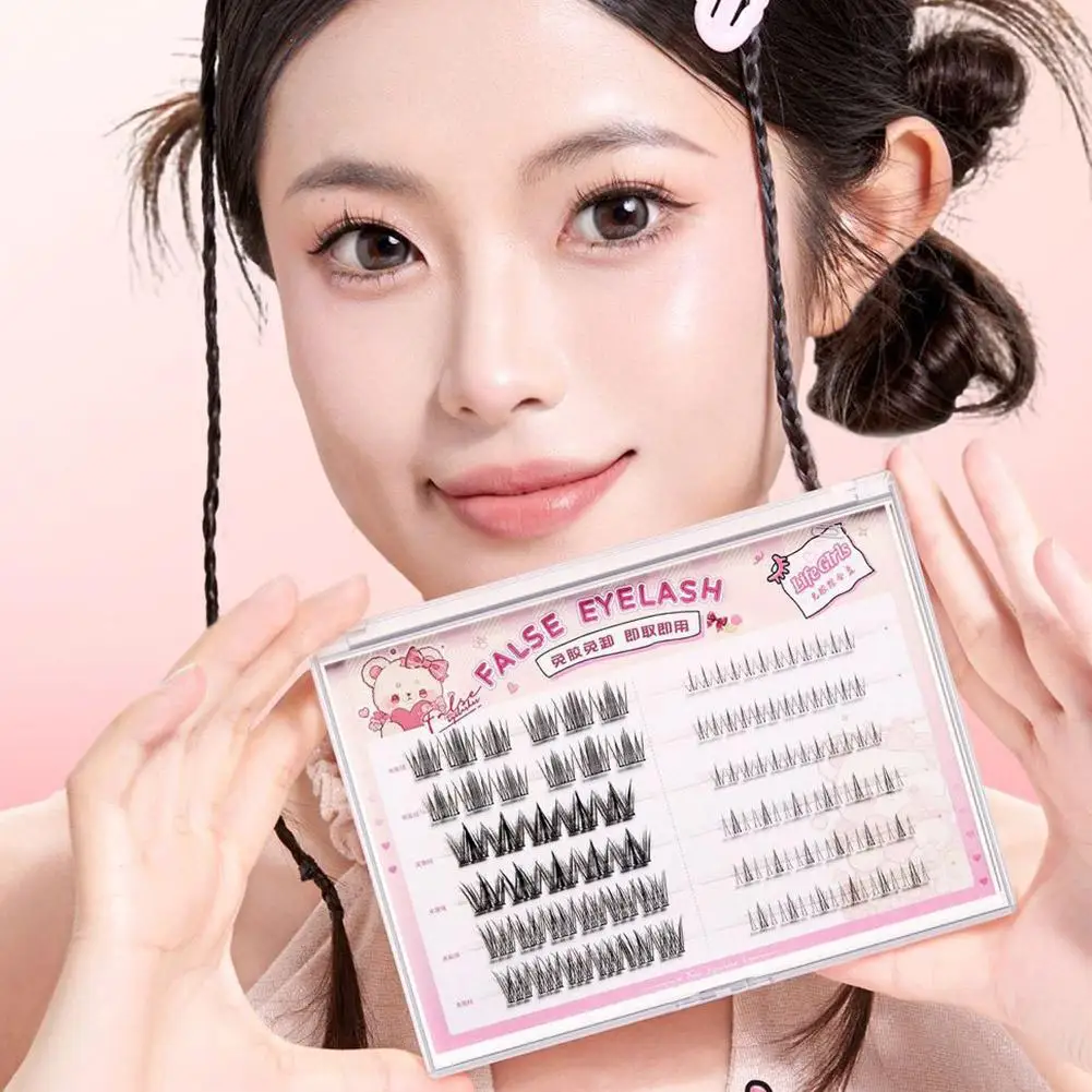 뉴 라이프 걸스 5 스타일 글루 프리 가짜 속눈썹 자연 컬링 DIY 두꺼운 긴 속눈썹 도구 속눈썹 메이크업 E4S4