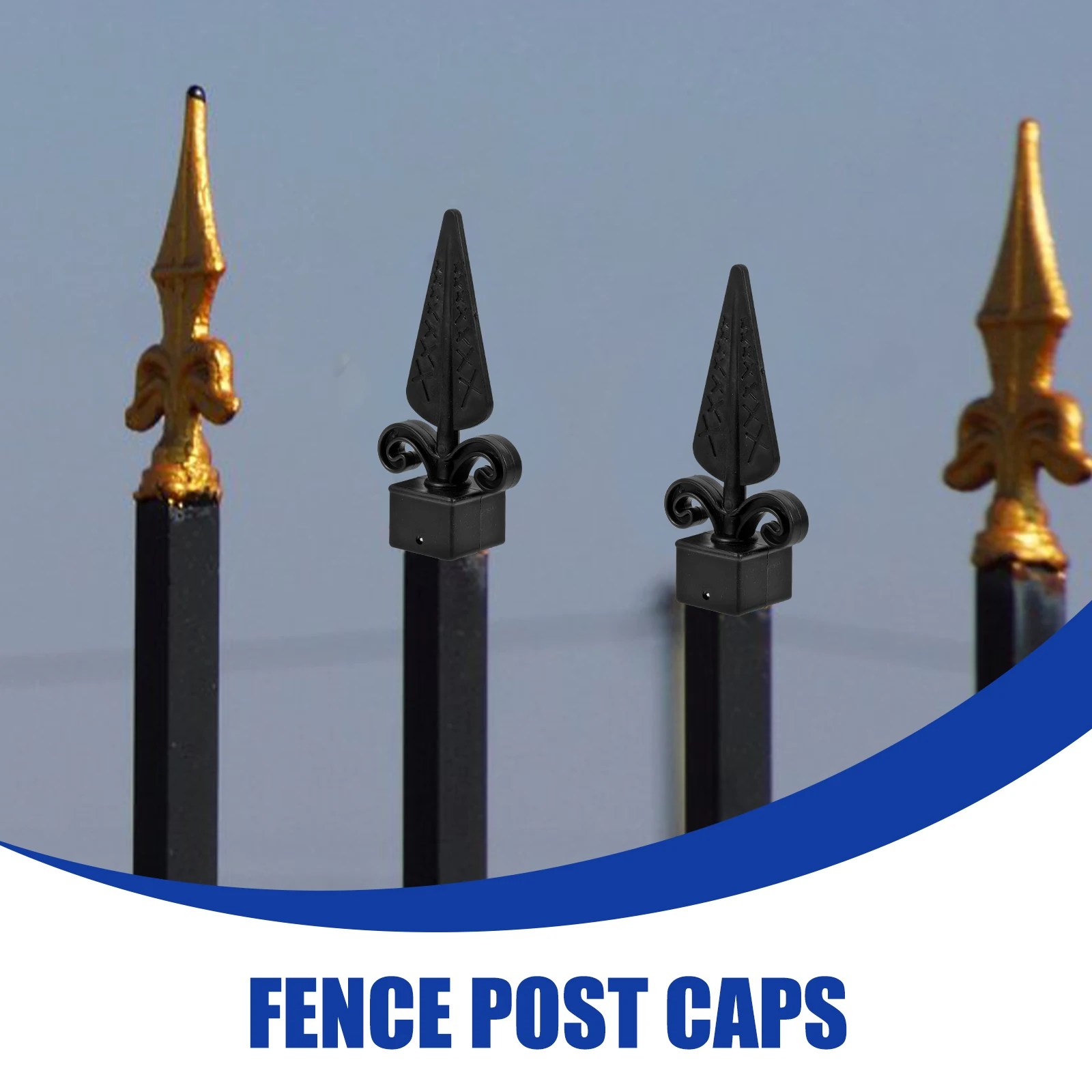 

10 Pcs Plastic Fence Post Caps Gun Tip Guardrail Accessories Decorative Covers for Garden Metal Fencing Parts Deck Post
