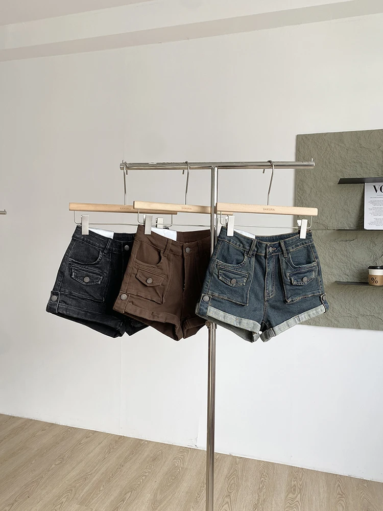 2025年秋新作 韓国風ファッション シックなカーリング加工 カウボーイショーツ レディース ハイウエスト 多用途 Aライン ワイドレッグショーツ