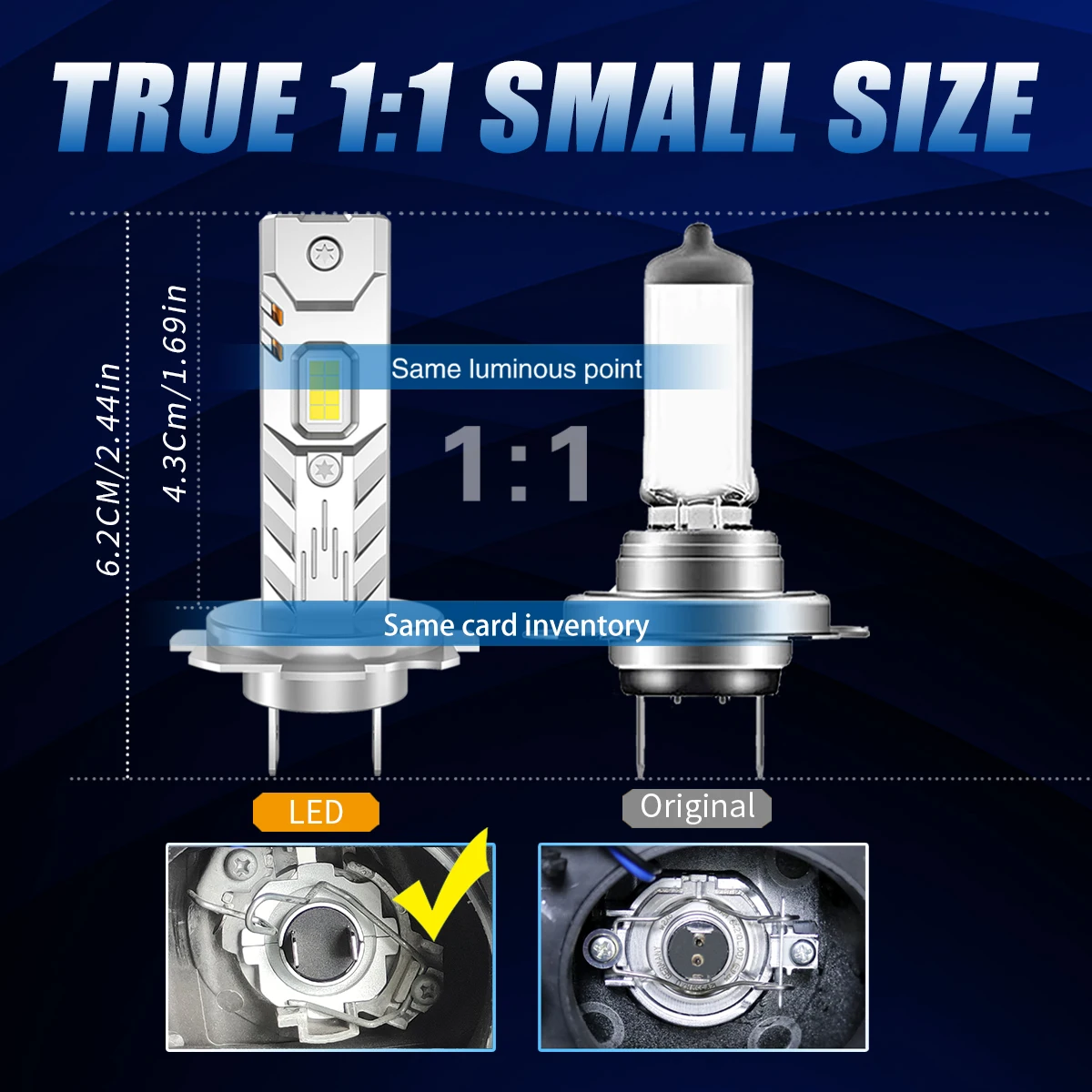 4PCS H7 H1 LED Headlight High/Low Beam Light Bulbs Set 6000K White 20000LM 1:1 Halogen Size Plug and Play for Car Headlamp Light