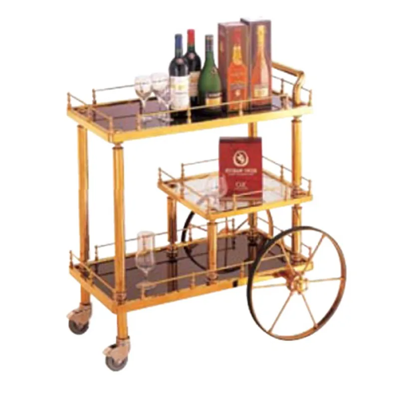 Mass production of stainless steel titanium and other hotel supplies, hotel service wooden wine cart wholesale