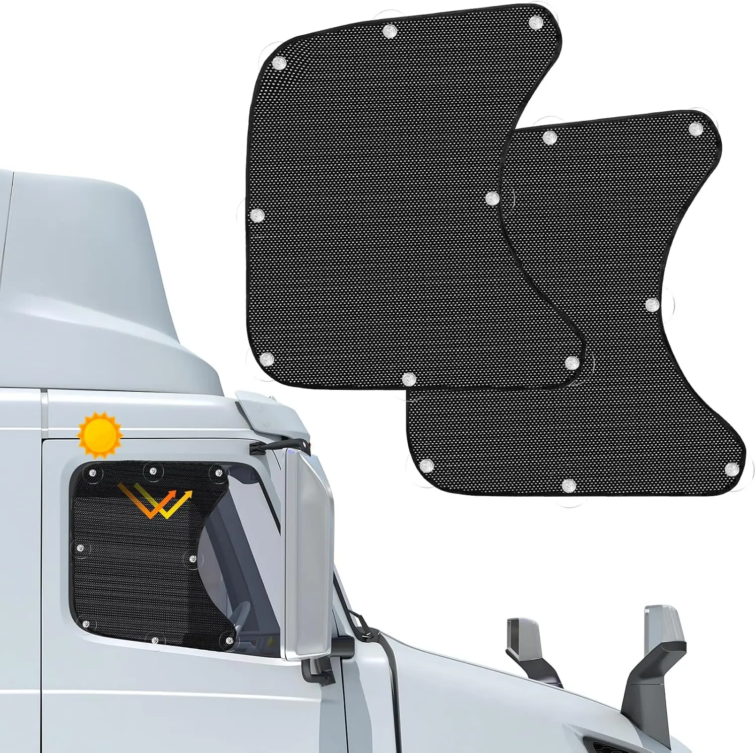 

2PCS Side Window Sunshades for Semi-Truck,23.6x21.6inch Car Side Window Shade RV Semi Truck Accessories