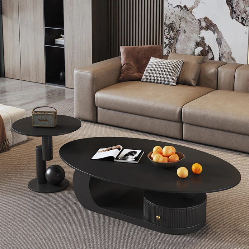 Minimalist Mobile Coffee Table Small Apartment Simplicity New Coffee Table Oval White Mesas De Centro Para Sala Home Furniture