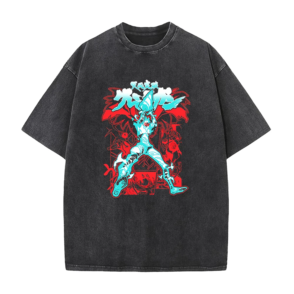 Hot Anime Tengen Toppa Gurren Lagann Kamina Simon Print Tshirt Men Manga Cotton T-shirts Loose T Shirt Casual Washed Tops