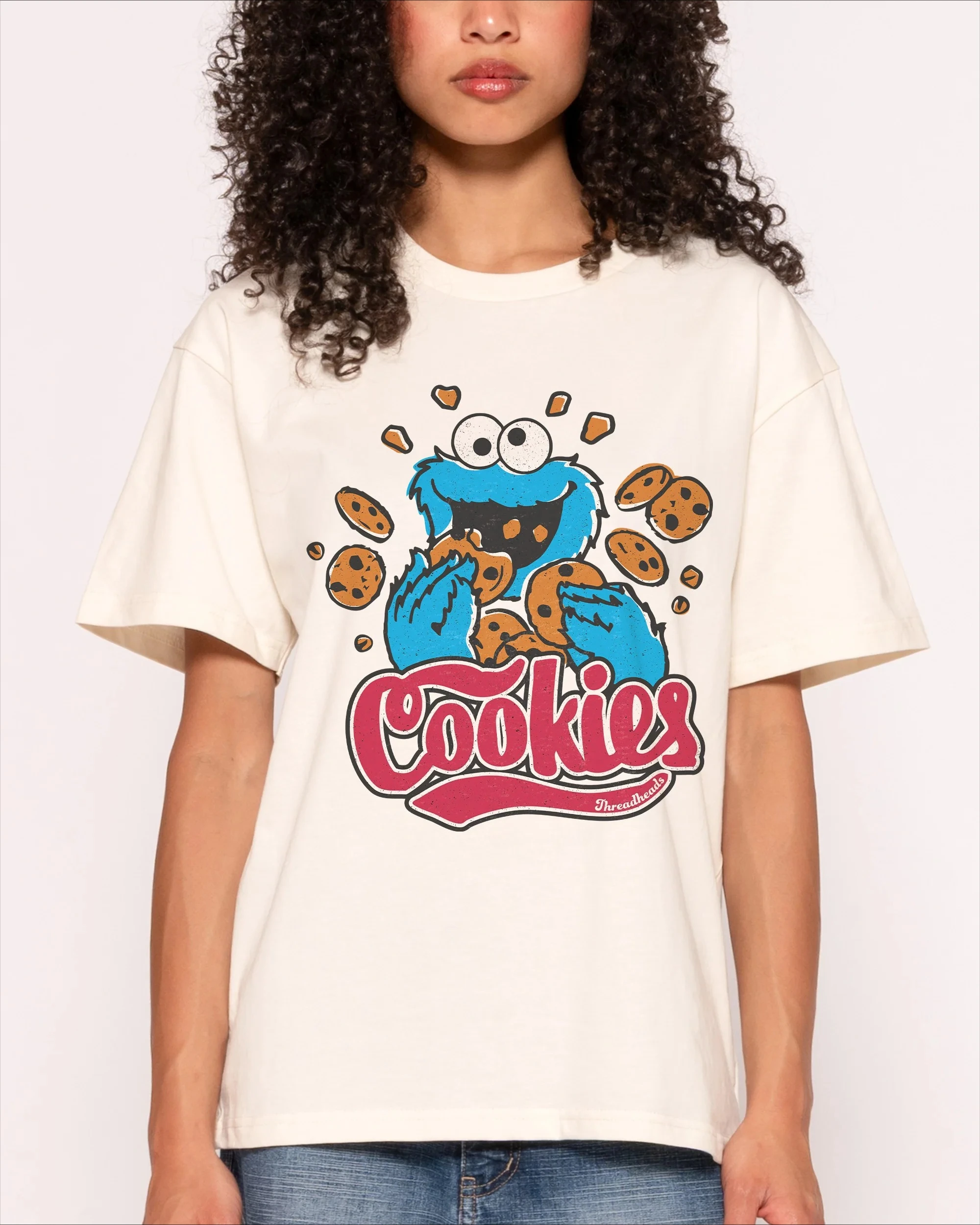 Cookie Monster Sesame Street Cookies T-Shirt Vintage Cartoon Graphic Tee Cookie Monster Eating Cookies Shirt Muppet Fan Gift Tee