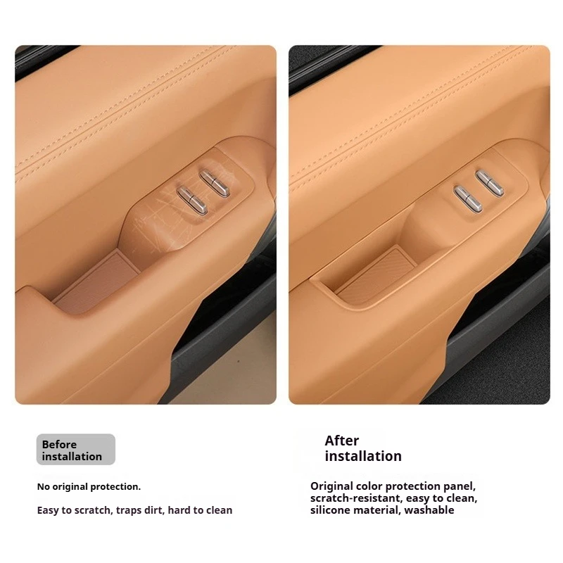 For Chery ICAUR V27 Car Rising Window Panel Silicone Storage Box Interior Door Handle Modification Anti Slip Anti-scratch Mat
