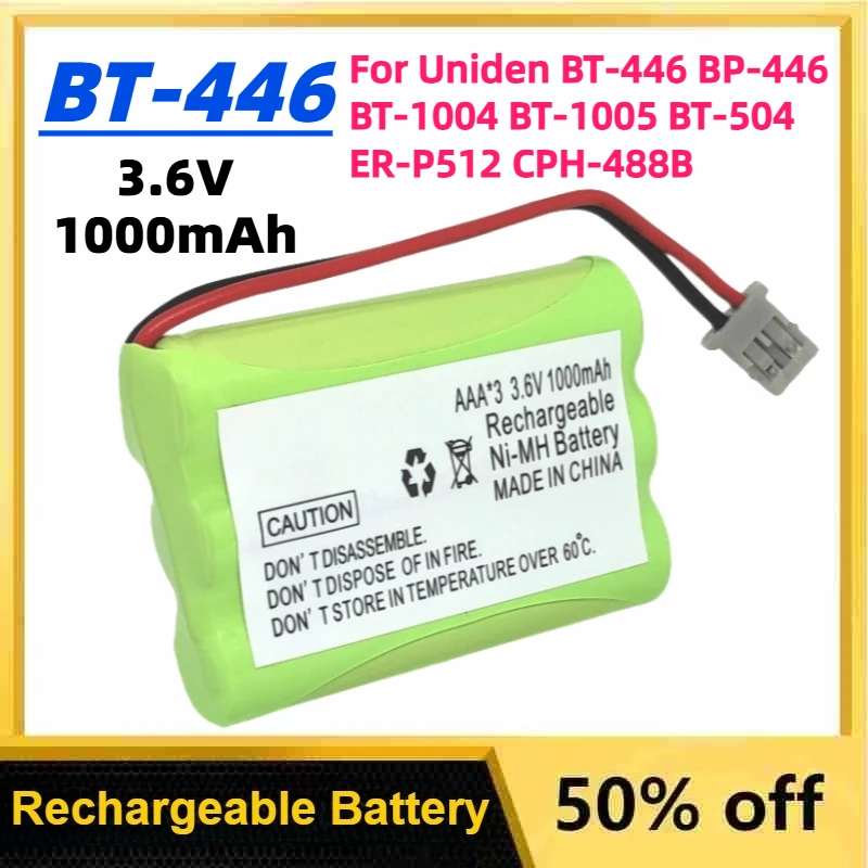 Аккумулятор для беспроводного телефона BT-446 BT446, 3,6 В, 1000 мАч, для наушников Uniden BT-446 BP-446 BT-1004 BT-1005 BT-504 ER-P512 CPH-488B