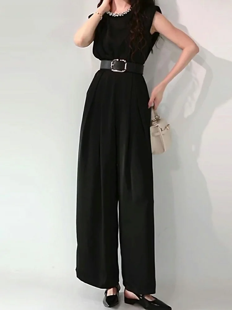 La Chapelle Sli Bla Tuta slim fit a gamba larga Cintura a vita alta Svel Faionable 2025 Abbigliamento estivo da donna