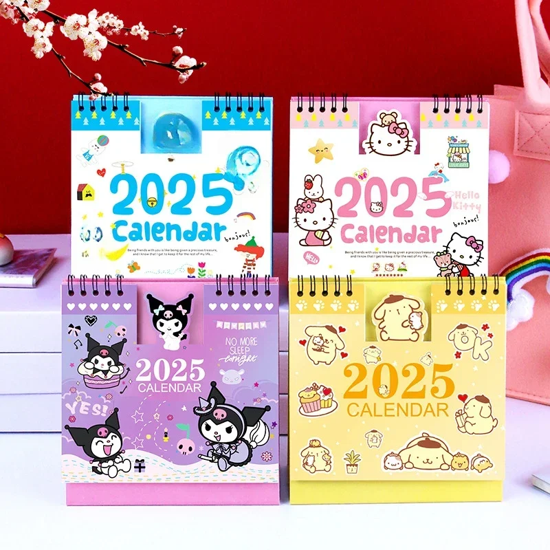 Sanrio Hello Kitty 2025 Calendar Desk Calendar Ornament Cartoon Kawaii Planner Agenda Daily Monthly Stationery Office Supplies