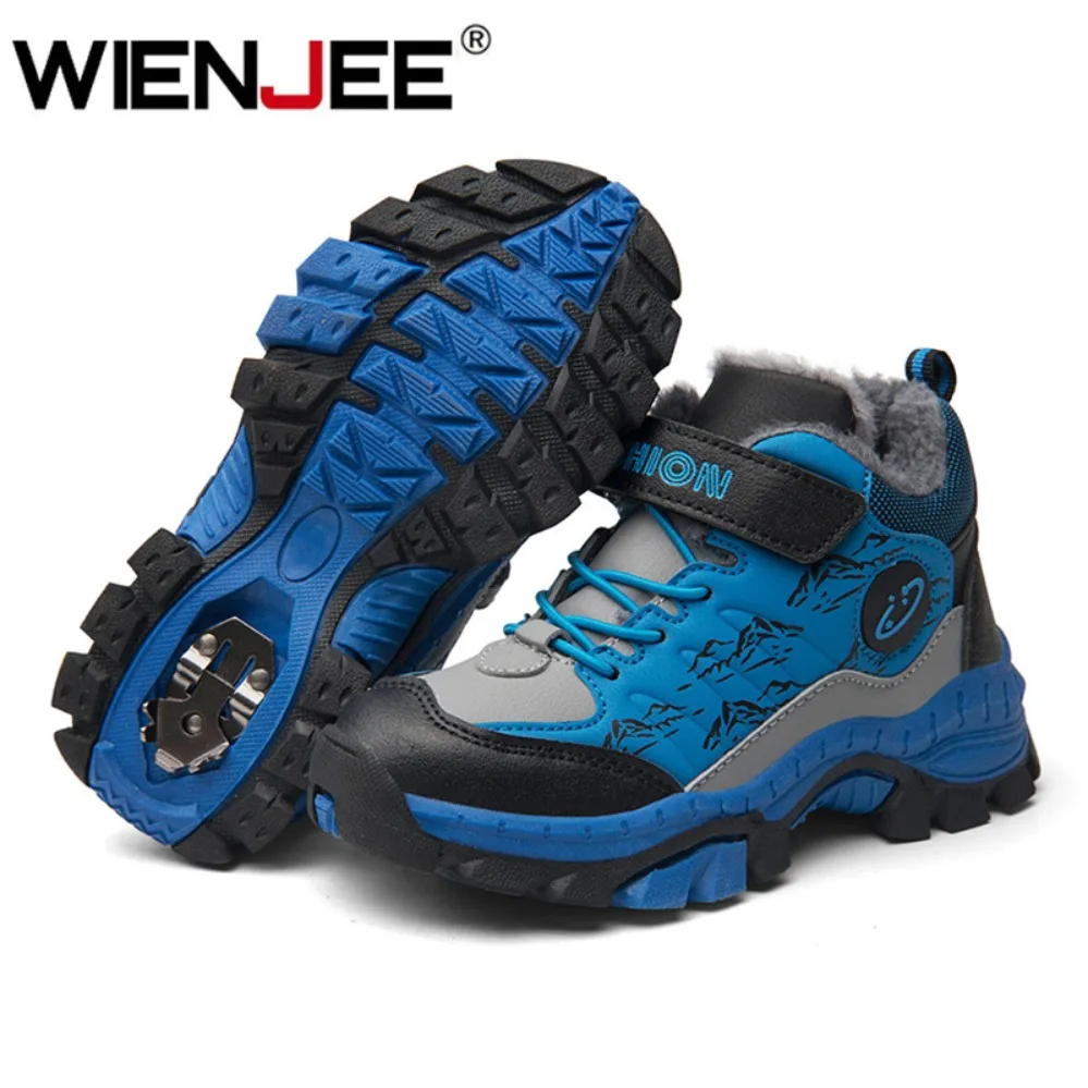 Botines de nieve informales para niños, zapatos antideslizantes para escalar montañas al aire libre, zapatillas cálidas impermeables a la moda para invierno